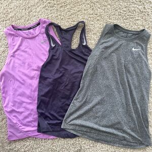Women's Nike Tank Tops - 2 Purple and 1 gray